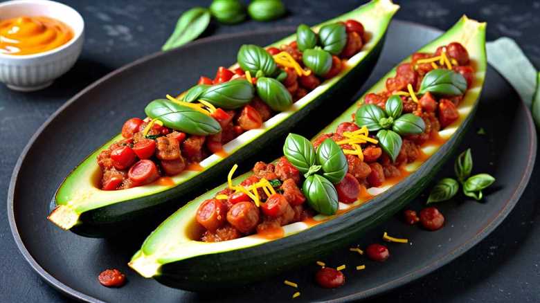 Spicy Pepperoni and Cheese Zucchini Boats